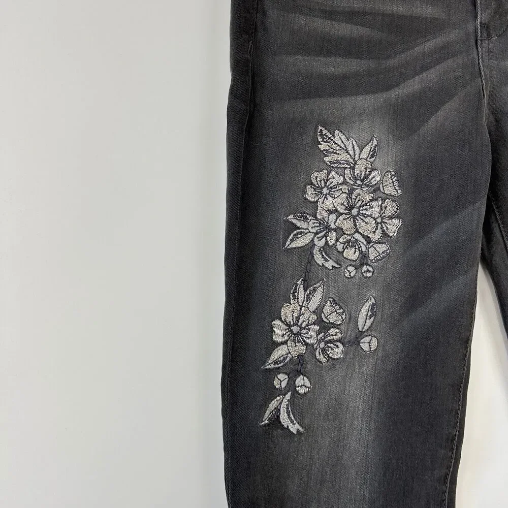 Kut From The Kloth Mia High‎ Rise Skinny Jeans Size 00 NWT Black Embroidered